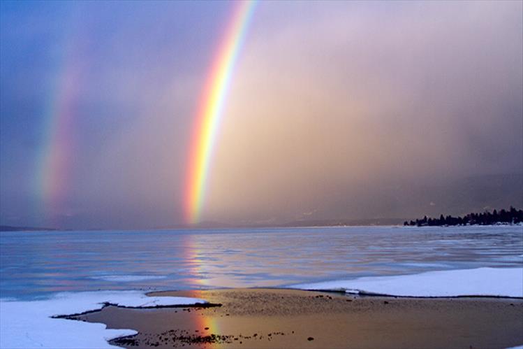 Double rainbow over Polson Bay