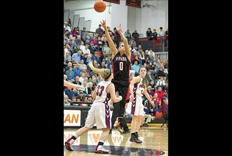 Maiden Micalann McCrea shoots a jumper during the divisional tournament.