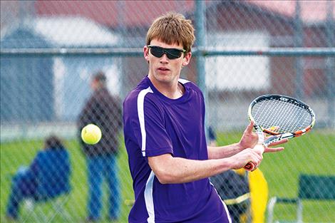 Polson Pirate Colin Kenney returns a volley.