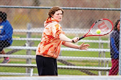 Ronan’s Breanna Turpin returns a serve.