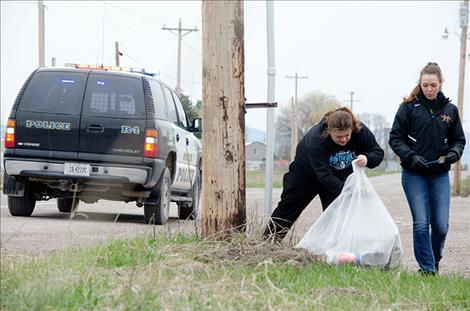 Ronan High School students clean up the town.