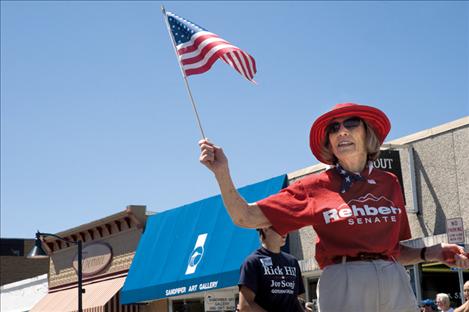 Penny Jarecki marches with the Lake County Republican Women.