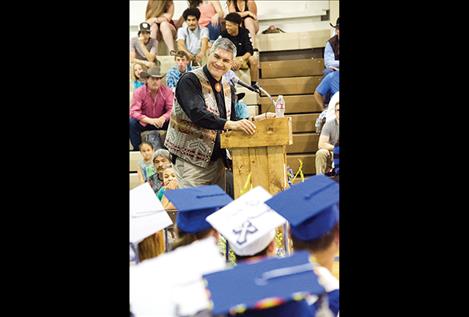 Mission High School graduate and vice president of SKC, Dan Durglo, tells students they have bigger and better things to accomplish.