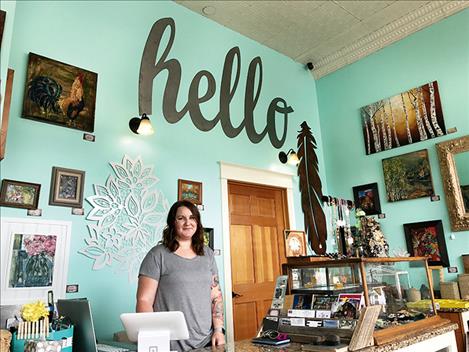  Guests to the Merc are welcomed by a four by eight-foot metal “Hello” sign, an original made by store owner Joni Cainin. 