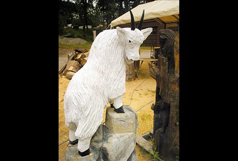 In addition to bears, Coats carves other animals, including mountain goats.