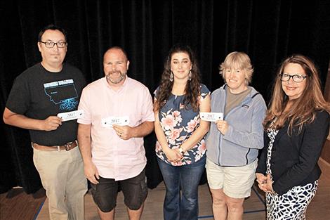 Courtesy photo  Principal Shawn Hendrickson, Gear Up Coordinator Alan Pule, Elementary Teacher Maria Stults,  Elementary Teacher Shirley Azzopardi and Superintendent of Public Instruction Elsie Arntzen attend  an award ceremony at Montana State University.