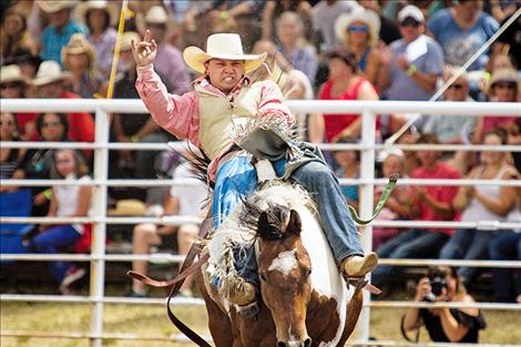 Ronan cowboy Trevor McAllister scores a 57-point ride. 