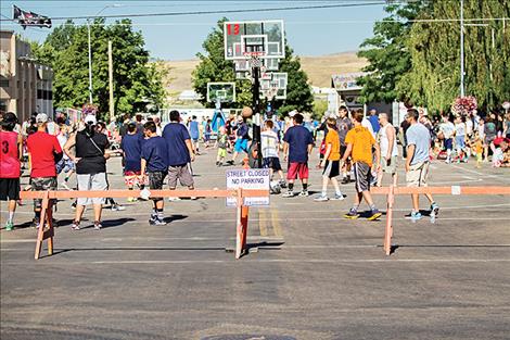 Closed Polson streets were full of 3-on-3 basketball action.