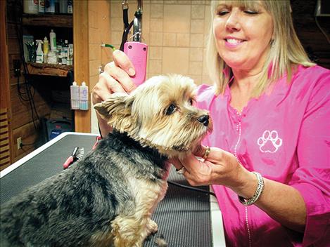 Beverly Weimar opened a dog grooming business in Elmo last June.