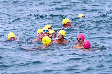 Water Daze swimmers gather prior to the race.