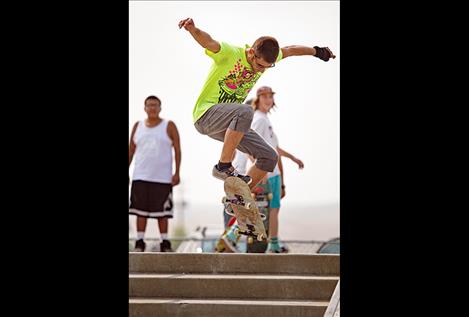 Drew Payne jumps the stairs.