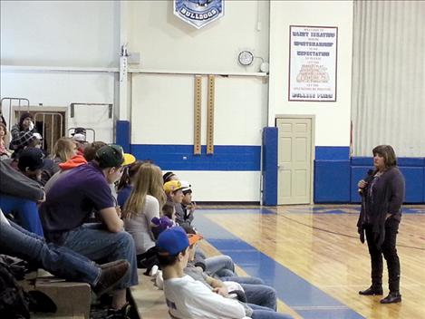 Pam Stenzel speaks to Mission High School students about the consequences of having sex as a teenager.