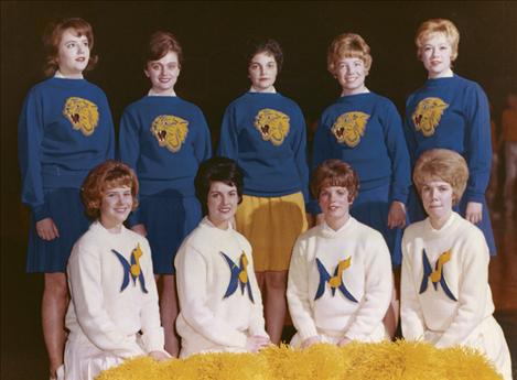 Carol Jones (back row, middle) cheered with the Montana State Bobcats.