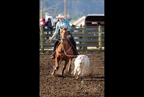 Polson cowgirl Kyla Blixt ropes one.