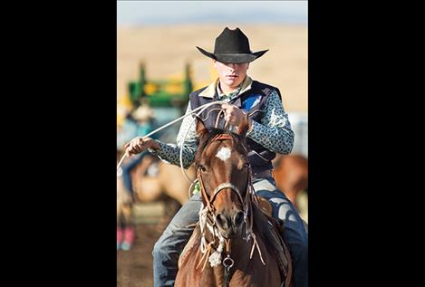 Polson cowboy  Willy Lytton scored a time  of 32.34 in the  team roping  event where  cowboys and  cowgirls from  across Montana  gathered at  Polson on  Sept.16.