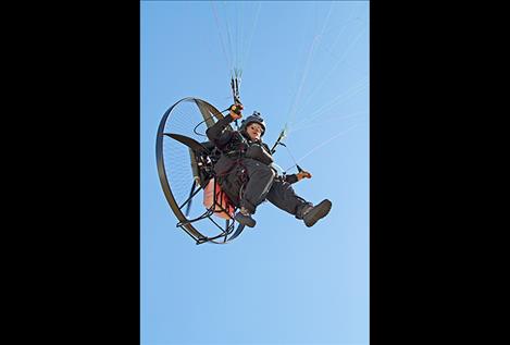 Canyon  Hansen  paramotors  over  Polson.