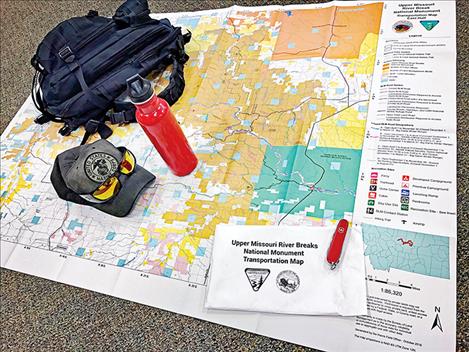 The Upper Missouri River Breaks National Monument Transportation Map will withstand punishing conditions hunters encounter. The map has detailed information, including the locations of: primitive and developed campsites, hiking trails, open roads, landing strips, boat ramps, land ownership, day use sites and more.