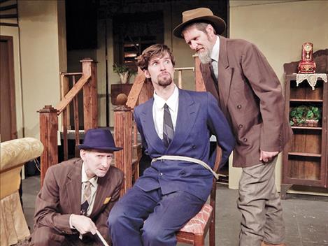 Louis Jepson appearing as Dr. Einstein, left, is from Big Arm. Mike Gillpatrick as Jonathan Brewster, right, is from St. Ignatius. Jay Roberts, center, is guest artist for the show.