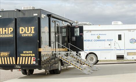 Two mobile- command centers are set  up outside the Lake County Office of Emergency  Management as training  centers, which is what could be used during a real large-scale emergency to take calls from the public and  coordinate different  agencies. 