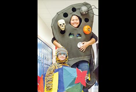 High school student Addison Arlint is dressed as a Crocs shoe.