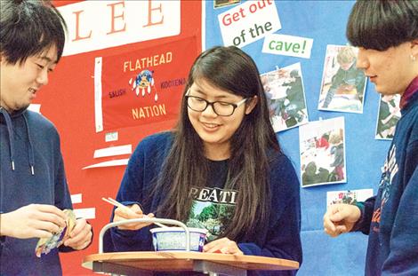 Arlee student Ezra Roan gets ready to “slurp noodles” after being taught that it is culturally acceptable to do so in Japan.