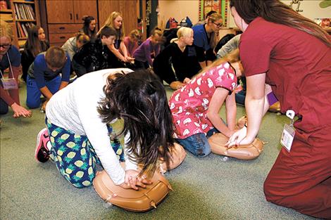 Third graders at Linderman Elementary School recently learned CPR and other life saving skills from a team of JML Technologist Inc. volunteers.