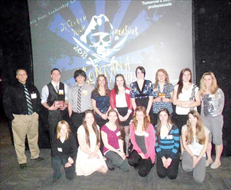 Charlo High School students Haley Berkram, Trinceton Brown, Alyssa Doty, Shirley Firestone, Tonya Hertz, Abby Knight, Michaela Krahn, Jordan Ludeman, Timber Munson, Shayna Nagy, Chance Robles, McKalistar Rosenbaum, Aspen Runkel and Mackenzie Savage, along with advisor Mike Krahn, recently attended the Business Professionals of America state conference in Billings.