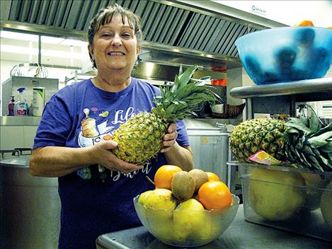 Ronan Schools Food Service Supervisor Marsha Wartick implemented a fresh fruit food bar for breakfast at Ronan Middle and High Schools 17 years ago. Wartick has worked for the school district for 18 years.