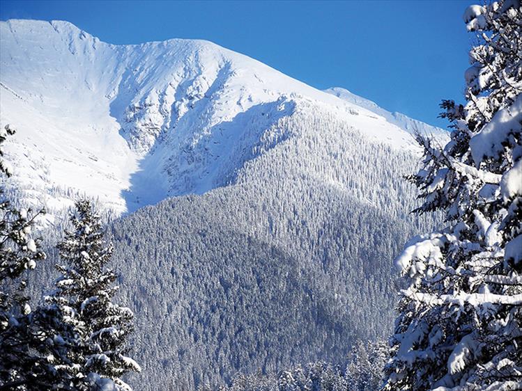 Winter wonder: Snow-covered East St. Mary’s Peak rises 9,425 feet and is the second highest peak of the Mission Range.