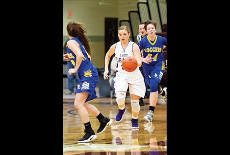 Lady Pirate Quinn Motichka races down the court.