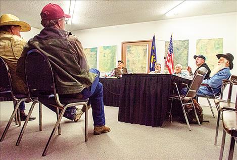 Mission and Jocko irrigation district members attend a meeting on Tuesday at the former FJBC office.