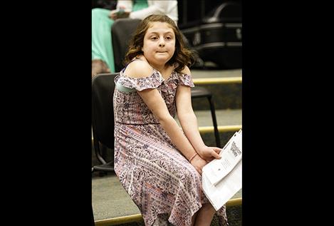 Giselle Barron patiently waits her turn in the green room.