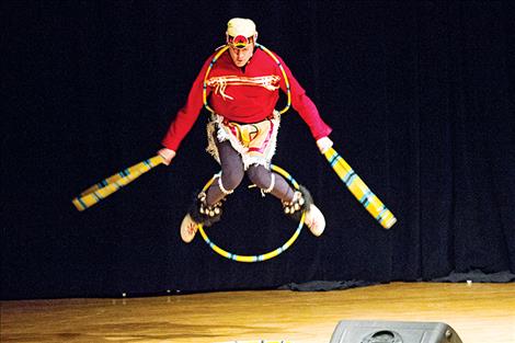 Mission Valley Has Talent winner Robert Parot Jr. dances his hoop dance for the crowd.