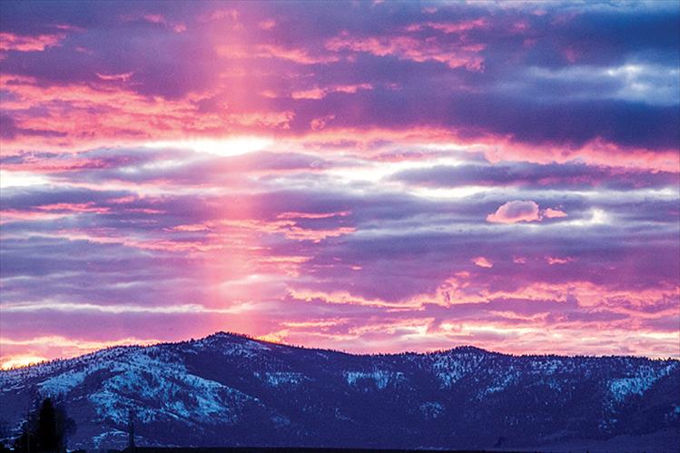 A light pillar shines above Valley View