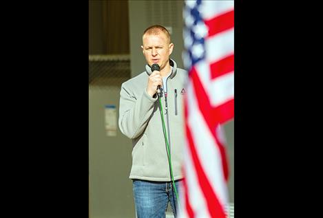 Shodown’s lead vocalist Matthew Brown sings the national anthem.