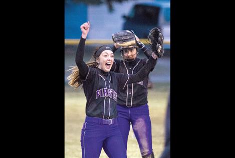 Polson Pirate Kaelyn Smith celebrates the win over Libby.