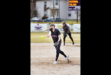 Polson Lady Pirate Vanessa Kent fires off a pitch.