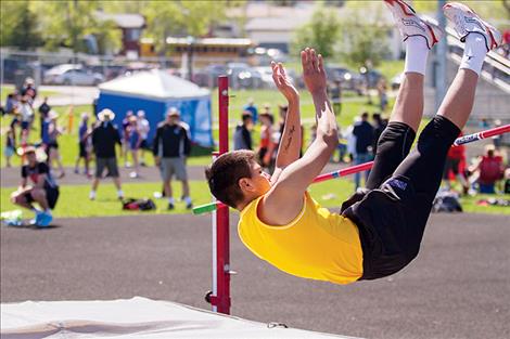Polson Pirate Asa Askin makes an attempt during the high jump.