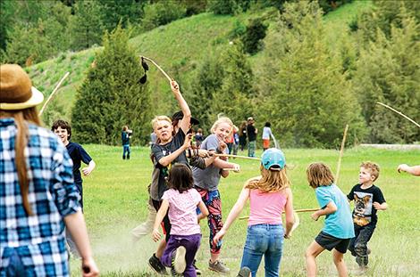 A group plays double ball. 