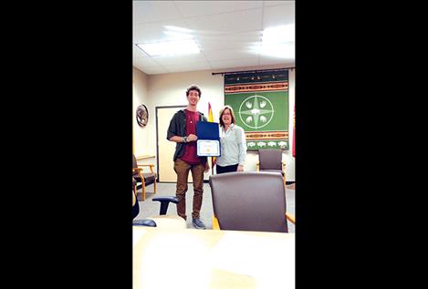The Lake County Job Service Employer Committee chooses Polson High School senior Michael Vergeront to receive the 2018 Ken Rohrenbach scholarship.