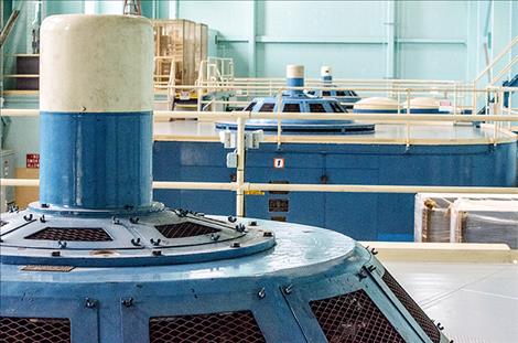 The recently replaced stator windings are located below blue covers.
