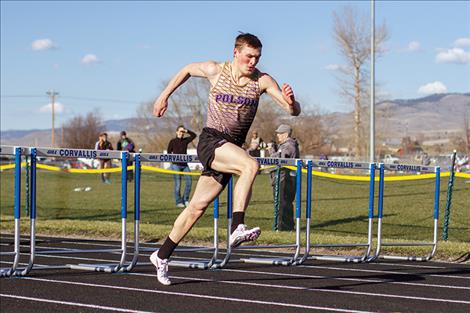 Polson Pirate Colton Cote 110-meter hurdles Class A State Champion.