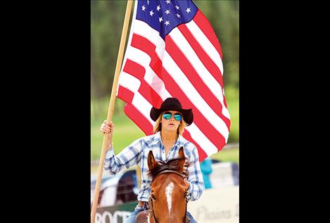 The American flag is displayed during the celebration