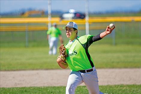 Rockies player Trevor Harris throws a strike.