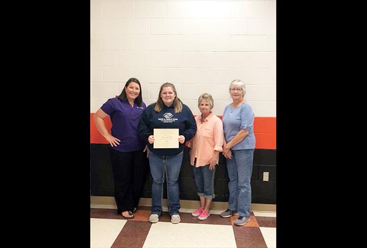 Marissa Mock of Ronan is the 2018 recipient of the $500 P.E.O. Chapter BS scholarship. Shawn Kenelty, Sharon Simpson and Nancy Williams are pictured with Mock. Mock plans to study elementary education at the University of Montana Western in Dillon this fall.