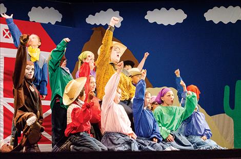 The Country Folk show their excitement about the rodeo performance in the play.