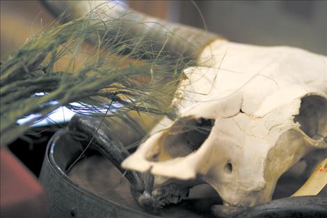 A longhorn skull and sweetgrass rest on a barrel just inside the museum, adding to the early-Montana allure. Many similar items are for sale in the museum’s gift shop.