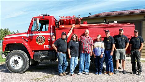 Chief Cliff Volunteer Fire Department and Quick Response Unit members include, from left, Sigurd Jensen, Pres.; Judy Cothern; Jim Edwards, Grantor;  Marie Beck, Grantor; Rick Cothern, Director; Brendeon Schoening, Captain; Andy Learn, Chief.