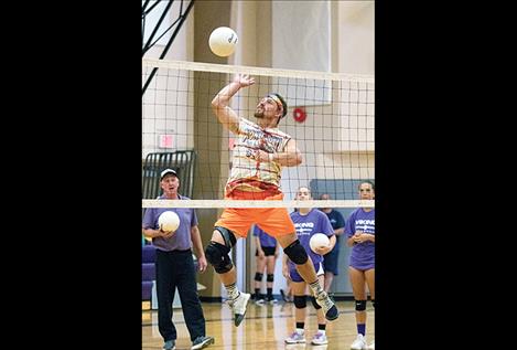 Jame Petersen works on his volleyball skills.