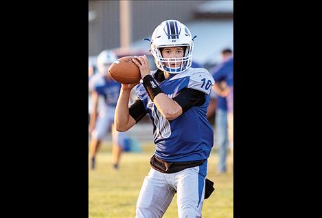 Bulldog Isaac Dumontier looks down field for an open  receiver.